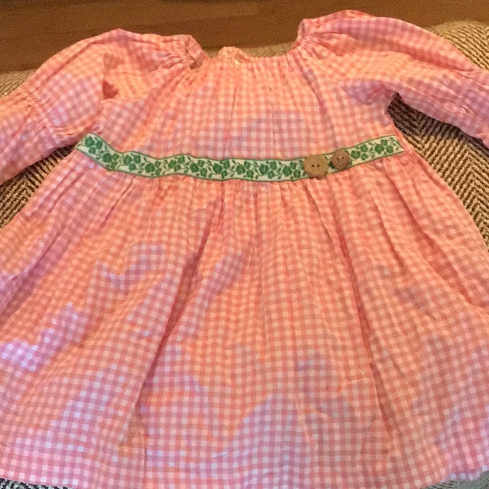Very cute Pink, White, and green dress.